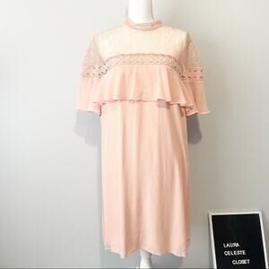 Express peach high neck lace ruffle dress size XL New NWT